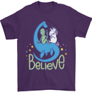 Believe in Dragons Unicorns Aliens Funny Mens T-Shirt Cotton Gildan Purple