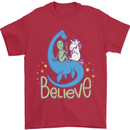 Believe in Dragons Unicorns Aliens Funny Mens T-Shirt Cotton Gildan Red