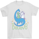 Believe in Dragons Unicorns Aliens Funny Mens T-Shirt Cotton Gildan White