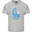Believe in Dragons Unicorns Aliens Funny Mens V-Neck Cotton T-Shirt Sports Grey
