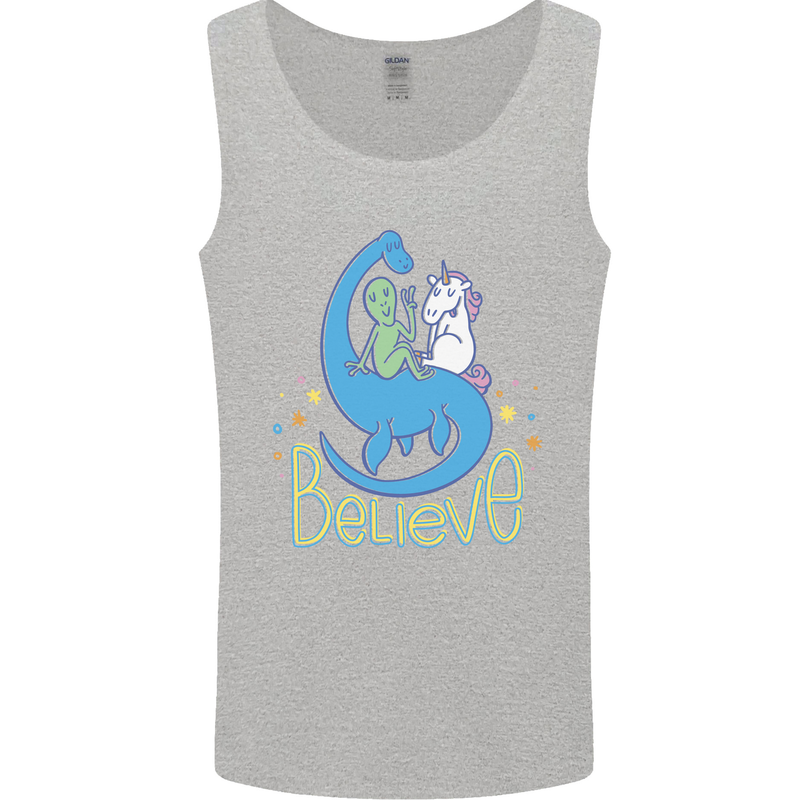 Believe in Dragons Unicorns Aliens Funny Mens Vest Tank Top Sports Grey