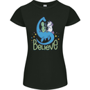 Believe in Dragons Unicorns Aliens Funny Womens Petite Cut T-Shirt Black