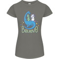 Believe in Dragons Unicorns Aliens Funny Womens Petite Cut T-Shirt Charcoal