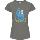 Believe in Dragons Unicorns Aliens Funny Womens Petite Cut T-Shirt Charcoal