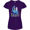 Believe in Dragons Unicorns Aliens Funny Womens Petite Cut T-Shirt Purple