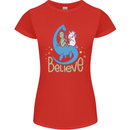 Believe in Dragons Unicorns Aliens Funny Womens Petite Cut T-Shirt Red