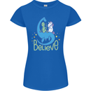 Believe in Dragons Unicorns Aliens Funny Womens Petite Cut T-Shirt Royal Blue