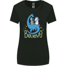 Believe in Dragons Unicorns Aliens Funny Womens Wider Cut T-Shirt Black