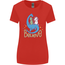 Believe in Dragons Unicorns Aliens Funny Womens Wider Cut T-Shirt Red