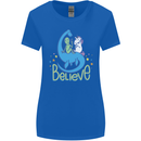 Believe in Dragons Unicorns Aliens Funny Womens Wider Cut T-Shirt Royal Blue