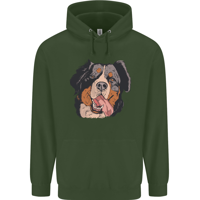 Bernese Mountain Dog Childrens Kids Hoodie Forest Green