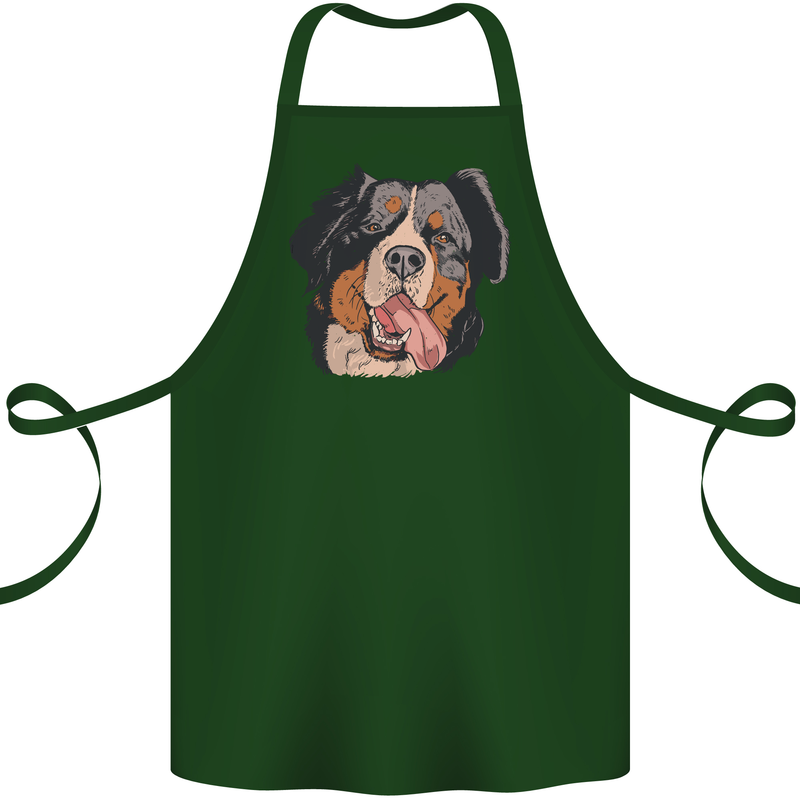 Bernese Mountain Dog Cotton Apron 100% Organic Forest Green