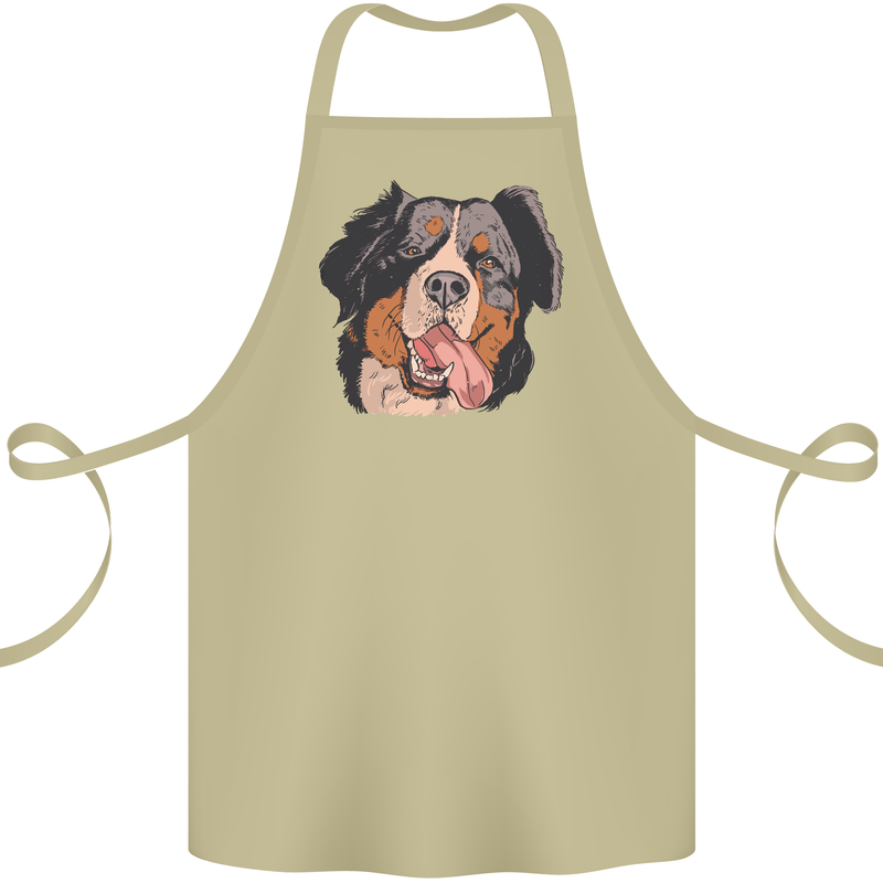 Bernese Mountain Dog Cotton Apron 100% Organic Khaki