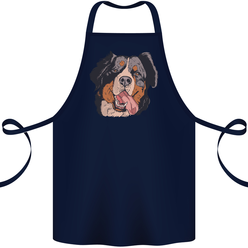 Bernese Mountain Dog Cotton Apron 100% Organic Navy Blue