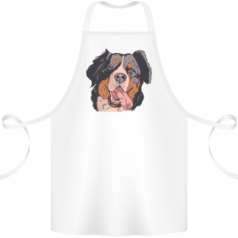 Bernese Mountain Dog Cotton Apron 100% Organic White