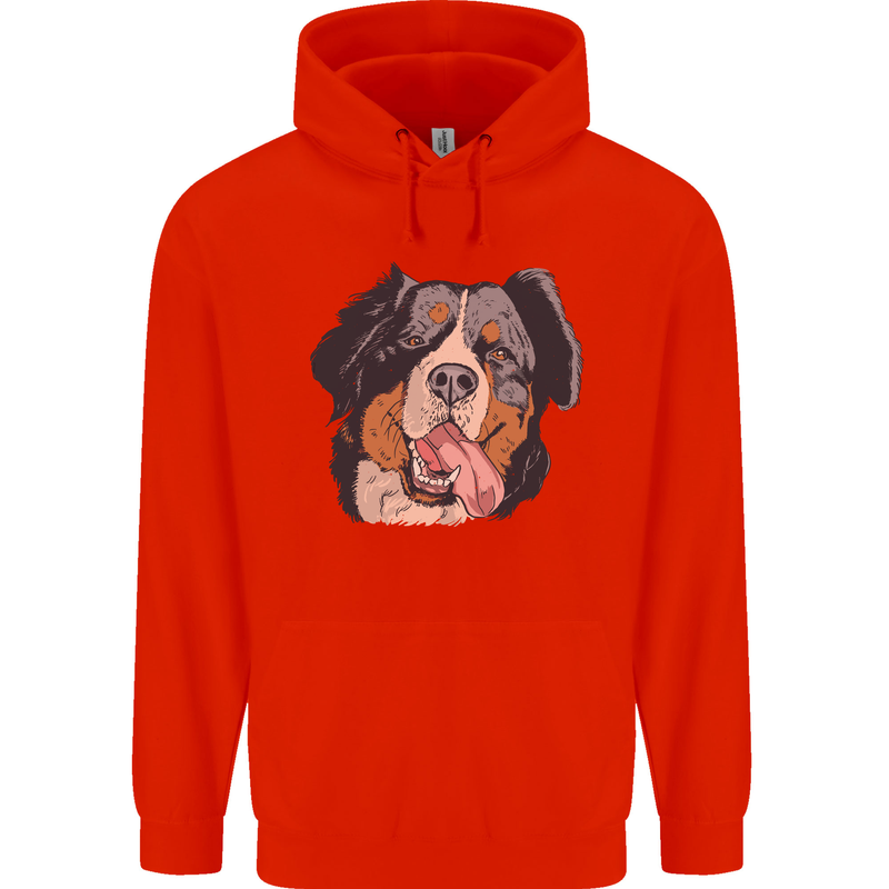 Bernese Mountain Dog Mens 80% Cotton Hoodie Bright Red