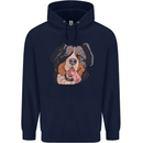 Bernese Mountain Dog Mens 80% Cotton Hoodie Navy Blue