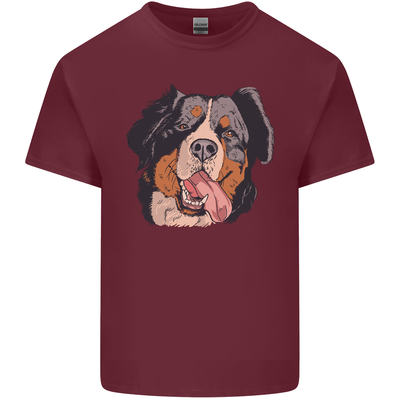 Bernese Mountain Dog Mens Cotton T-Shirt Tee Top Maroon