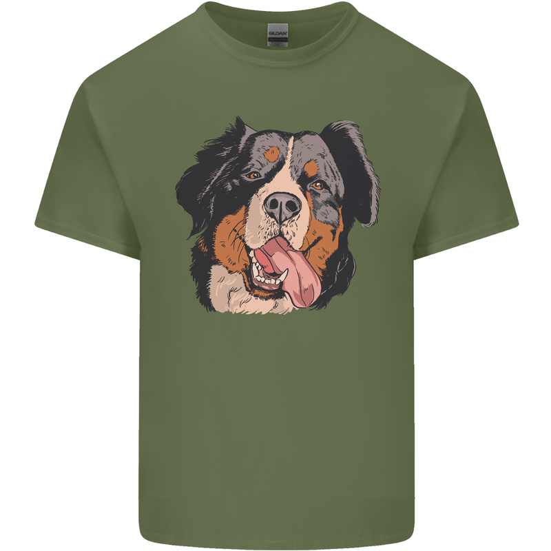 Bernese Mountain Dog Mens Cotton T-Shirt Tee Top Military Green