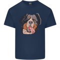 Bernese Mountain Dog Mens Cotton T-Shirt Tee Top Navy Blue