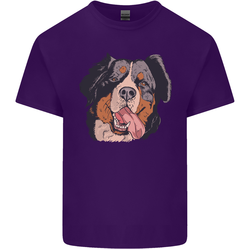 Bernese Mountain Dog Mens Cotton T-Shirt Tee Top Purple
