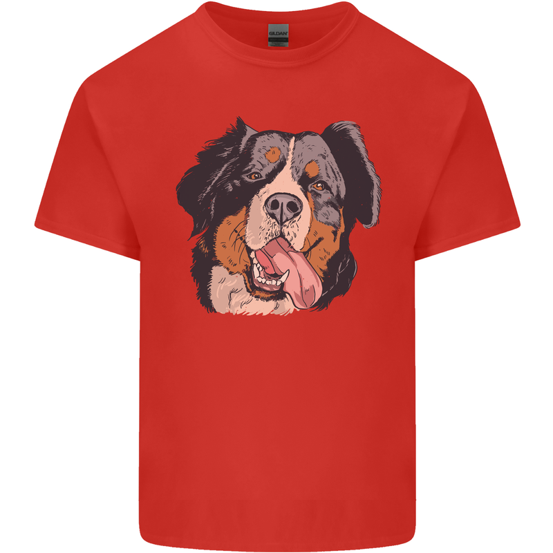 Bernese Mountain Dog Mens Cotton T-Shirt Tee Top Red