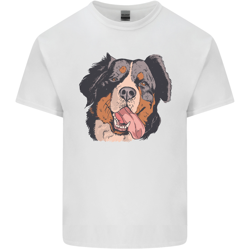 Bernese Mountain Dog Mens Cotton T-Shirt Tee Top White