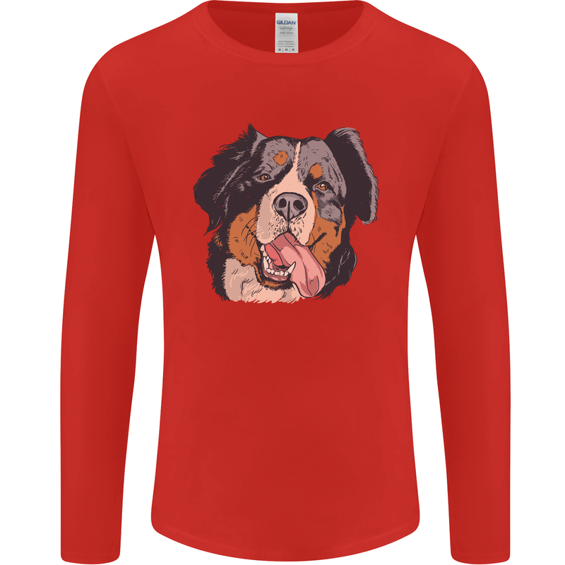 Bernese Mountain Dog Mens Long Sleeve T-Shirt Red