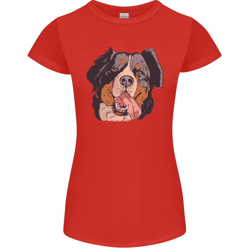 Bernese Mountain Dog Womens Petite Cut T-Shirt Red