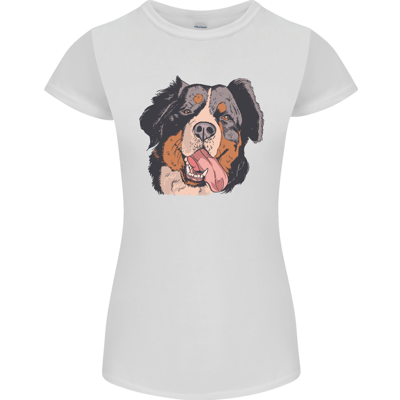 Bernese Mountain Dog Womens Petite Cut T-Shirt White