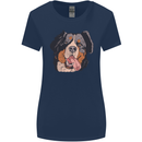 Bernese Mountain Dog Womens Wider Cut T-Shirt Navy Blue