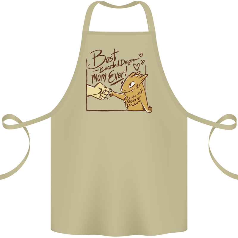 Best Bearded Dragon Mom Ever Cotton Apron 100% Organic Khaki