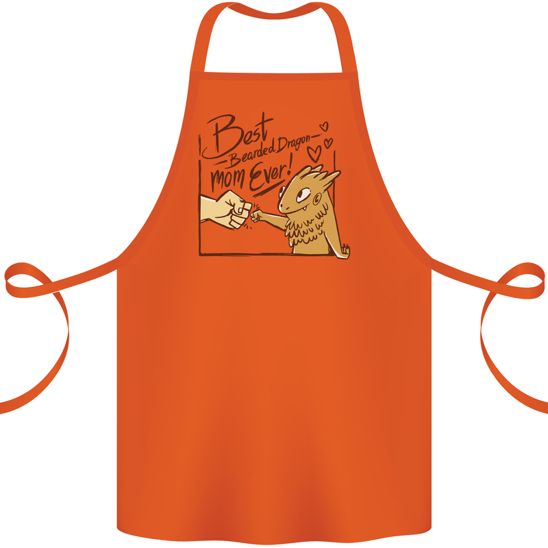 Best Bearded Dragon Mom Ever Cotton Apron 100% Organic Orange