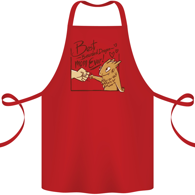 Best Bearded Dragon Mom Ever Cotton Apron 100% Organic Red
