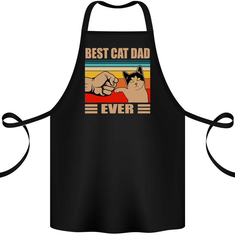 Best Cat Dad Ever Funny Father's Day Cotton Apron 100% Organic Black