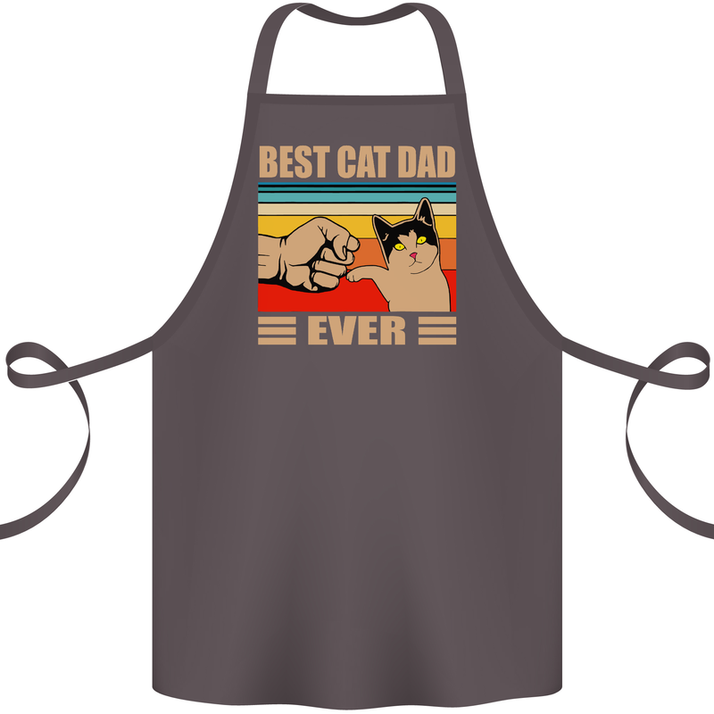 Best Cat Dad Ever Funny Father's Day Cotton Apron 100% Organic Dark Grey