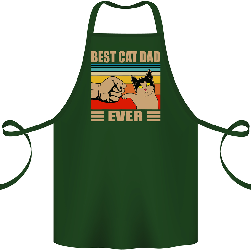 Best Cat Dad Ever Funny Father's Day Cotton Apron 100% Organic Forest Green