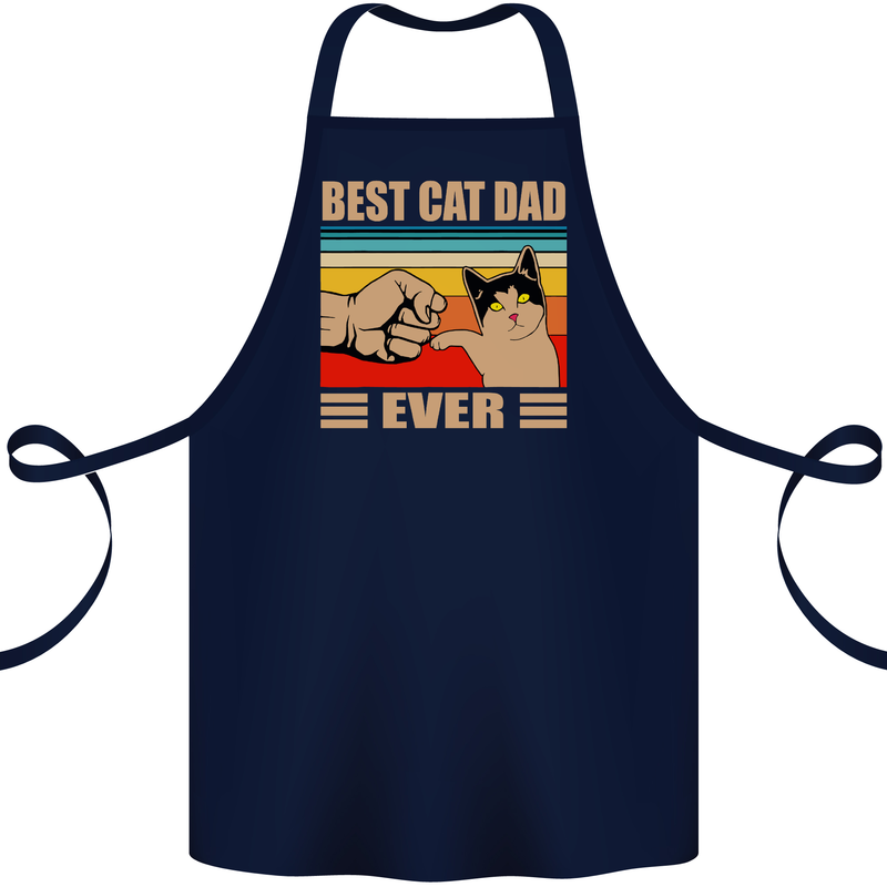 Best Cat Dad Ever Funny Father's Day Cotton Apron 100% Organic Navy Blue