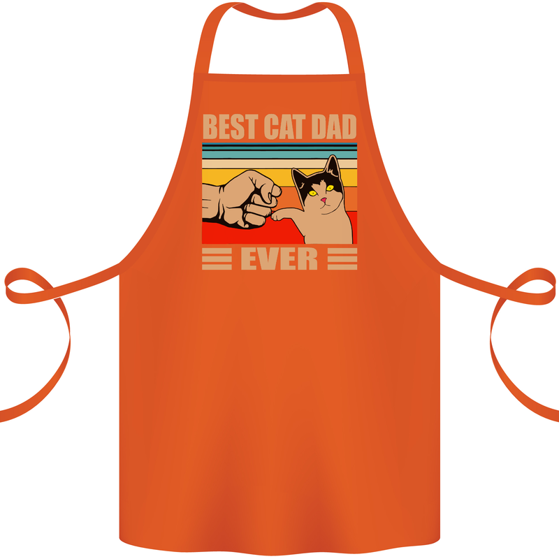 Best Cat Dad Ever Funny Father's Day Cotton Apron 100% Organic Orange