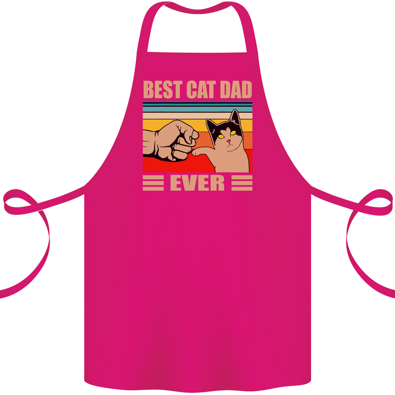 Best Cat Dad Ever Funny Father's Day Cotton Apron 100% Organic Pink