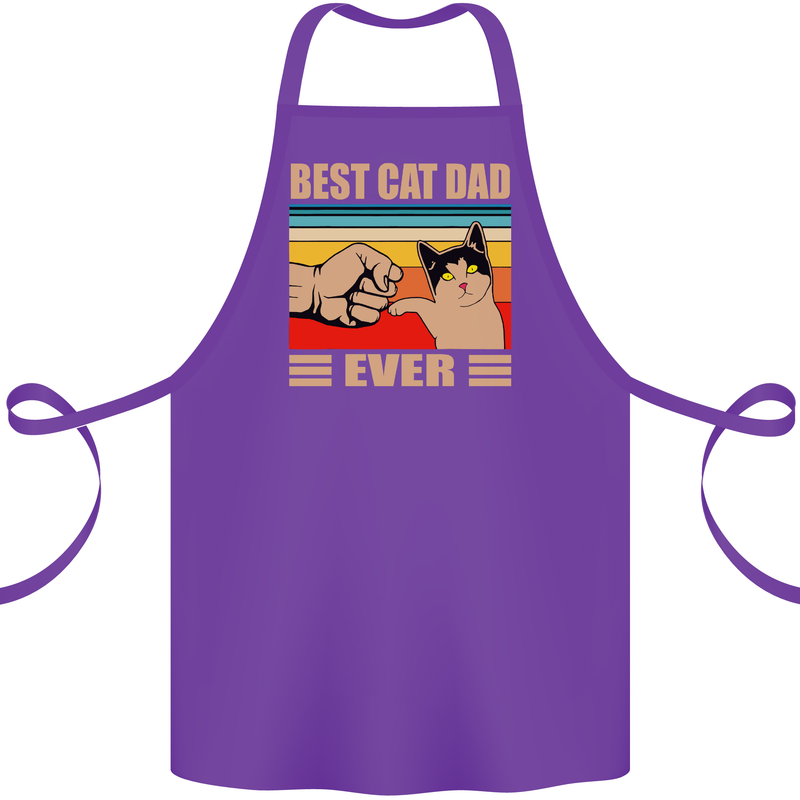 Best Cat Dad Ever Funny Father's Day Cotton Apron 100% Organic Purple