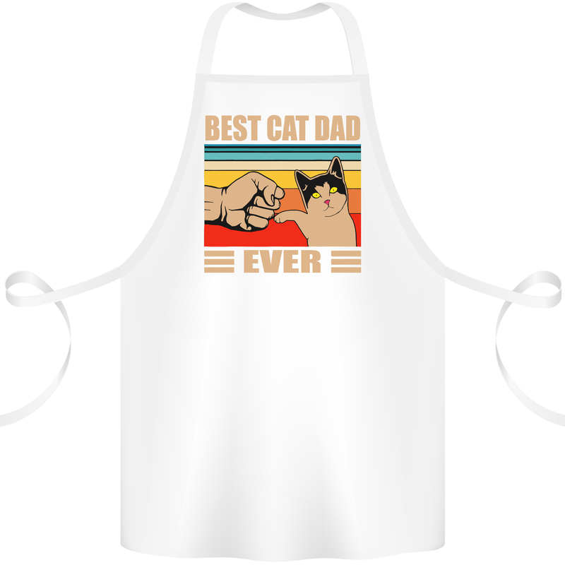 Best Cat Dad Ever Funny Father's Day Cotton Apron 100% Organic White