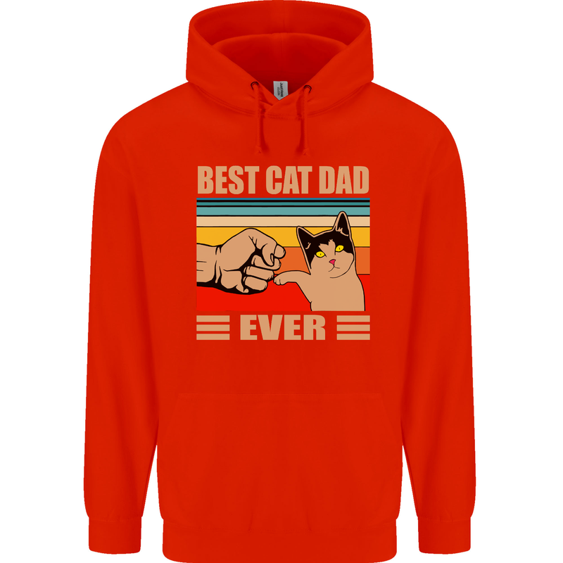 Best Cat Dad Ever Funny Father's Day Mens 80% Cotton Hoodie Bright Red