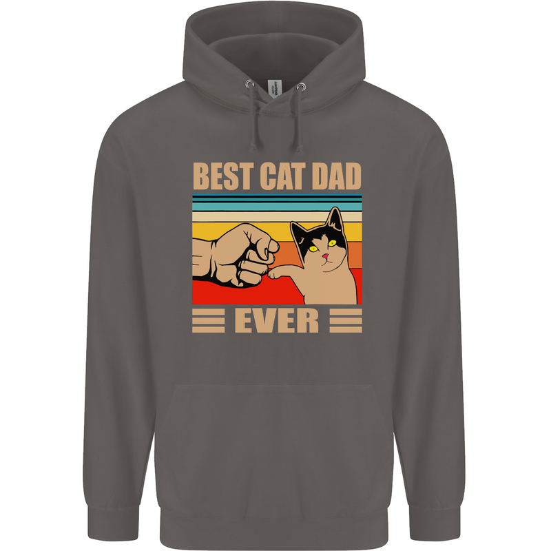 Best Cat Dad Ever Funny Father's Day Mens 80% Cotton Hoodie Charcoal