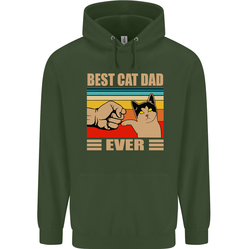 Best Cat Dad Ever Funny Father's Day Mens 80% Cotton Hoodie Forest Green