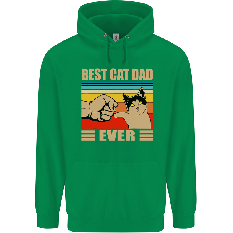 Best Cat Dad Ever Funny Father's Day Mens 80% Cotton Hoodie Irish Green