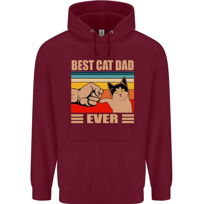 Best Cat Dad Ever Funny Father's Day Mens 80% Cotton Hoodie Maroon