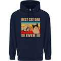 Best Cat Dad Ever Funny Father's Day Mens 80% Cotton Hoodie Navy Blue