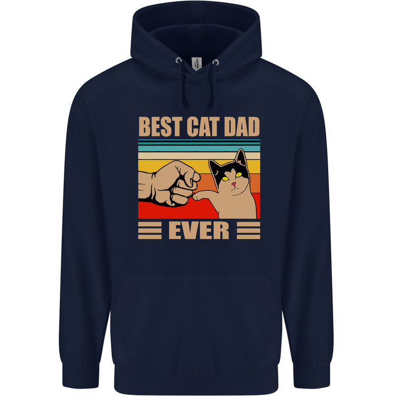 Best Cat Dad Ever Funny Father's Day Mens 80% Cotton Hoodie Navy Blue