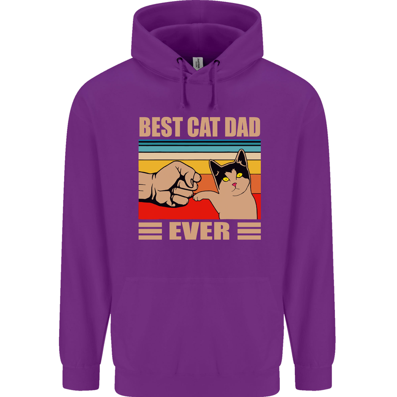 Best Cat Dad Ever Funny Father's Day Mens 80% Cotton Hoodie Purple